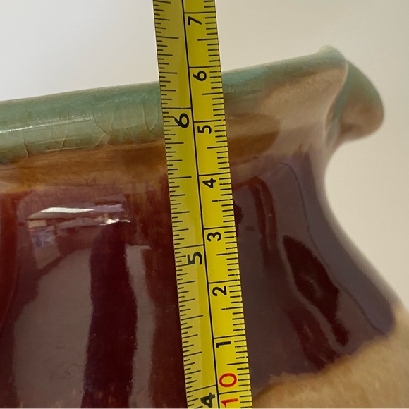 Art Pottery Pitcher Dan Lasser Signed Vermont Glaze Red Tulip 6.25” Green Beige - Picture 8 of 16